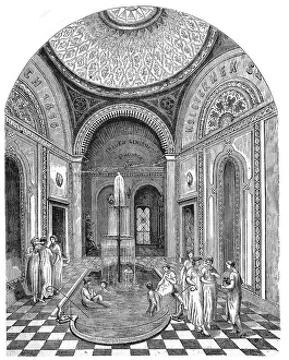 Digitally Restored Painting Reproduction Prints: Oriental Baths in Budapest, Spa