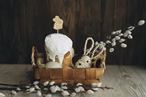 Eastern European Baked Goods Prints: An ornate setup displaying traditional Russian Easter bread
