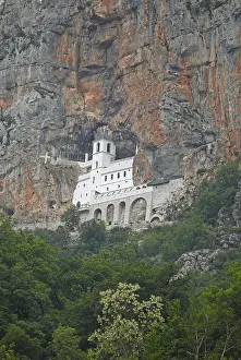Uninhabited Rock Face Prints: Ostrog Monastery built in rock