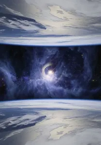 Parallel Earths Print: A Dual Planet Scene with the V1331Cyg Star