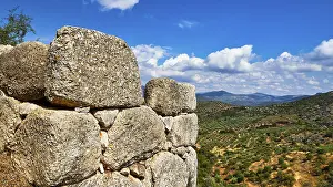 Unesco World Heritage Greece Prints: Outer wall, view of the plain, archaeological site