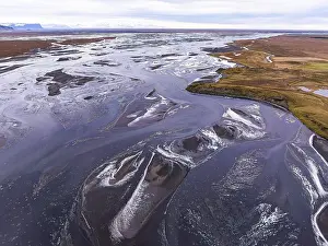 Eldhraun Drone Image Prints: Overgrown river landscape, Eldhraun