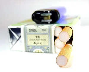 Addictive Drug Prints: Pack of cigarettes with lighter