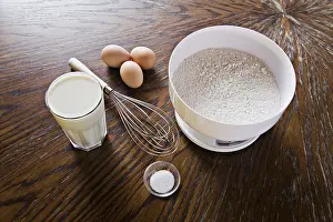 Studio Environment Food Photography Prints: Pancake ingredients on a table