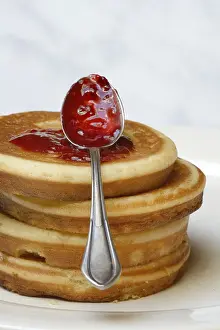 Sweet Dessert Meal Prints: Pancake with raspberry jam and spoon