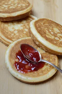 Sweet Dessert Meal Prints: Pancake with raspberry jam and spoon