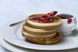 Sweet Dessert Meal Prints: Pancake with raspberry jam and spoon