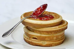 Sweet Dessert Meal Prints: Pancake with raspberry jam and spoon