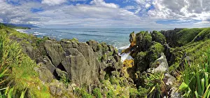 Blue Sky Daytime View Prints: Pancake Rocks, bizarre limestone cliffs