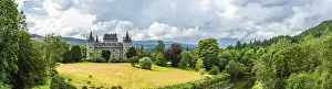 Deserted Castle Fortification Architecture Prints: Panorama of Inveraray Castle, Clan Campbell