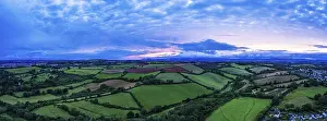 Sunset Over Rolling Hills Prints: Panorama of Sunset over Torquay Fields