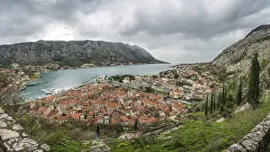 Prints of Panoramic view of the Old Town houses in Kotor city, Montenegro Montenegro Prints: Panoramic Print of Kotor Old Town Houses, Montenegro