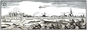 Central European Town View Prints: Panoramic view Schwedt / Oder, 17th century