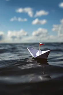 Alternative Medicine Prints: Paper Boat in Big Waves Print