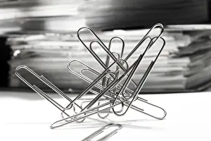Office Supplies Prints: Paperclips, paper clips in front of a stack of files