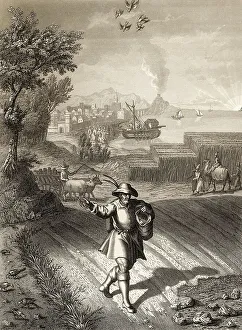New Testament Parable of the Sower Print, Steel Engraving 1853