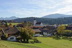 Southern Germany Mountain View Prints: Parsberg in front of mountains in fall