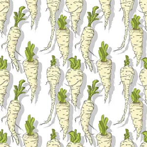 Healthy Eating Symbols Prints: Parsnip roots repeating pattern