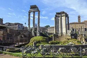 Roman Civilization Antiquity Prints: Partial reconstruction of left columns of temple of Dioscuri