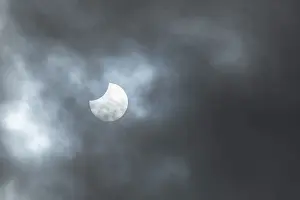 Natural Phenomenon In Europe Prints: Partial solar eclipse visible in Europe on October 25