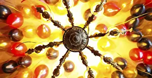 New Year's Eve Decorations Prints: Party balloons on the ceiling with a red and yellow pattern pattern texture for design background