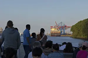 Container Ship Hamburg Prints: Passengers, Elbe ferry, container ship