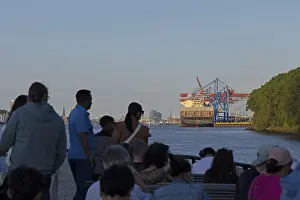 Container Ship Prints: Passengers, Elbe ferry, container ship