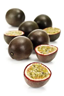 Close Up Studio Shot Prints: Passion fruit, some cut in half