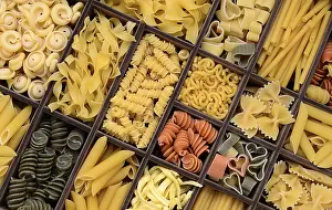 Full Frame Pasta Image Prints: Pasta, various types of pasta in a type case
