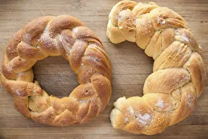 Savory Baked Goods Prints: Pastry in the shape of a braid from dough