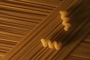 Empty Pasta Dish Prints: Patterned pasta made from spaghetti and spirelli
