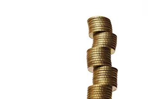 Euro Coin Stack Prints: Patterned stack of euro coins, stack of money