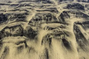 Deserted Sandy Coast Prints: Patterns, structures in the sand on the sandy beach