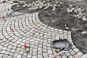 Handicraft Construction Work Prints: Paving work