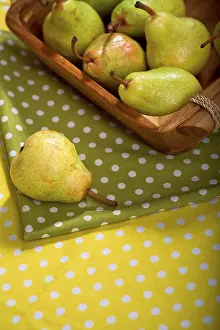 Fruit Still Life Images Prints: Pears in a basket on a table