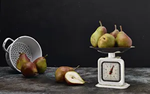 Studio Environment Food Photography Prints: Pears on a scale
