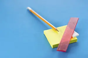 Office Supplies Prints: Pencil, eraser, ruler and post-it notes