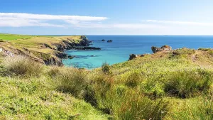 Cornwall Beach Prints: Pentreath Beach and Cliffs, Cornwall