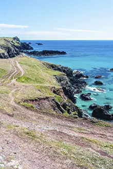 British Countryside Scene Prints: Pentreath Beach and Cliffs, Cornwall