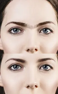 Female Cosmetician Work Prints: Perfect eyebrows before and after correction