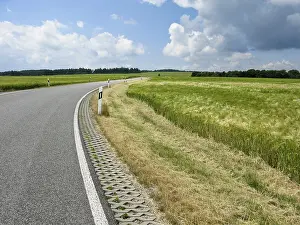German Landscape Photography Prints: Perfect road in landscape with fields