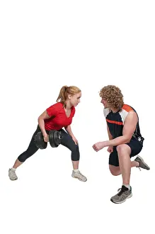 One Person Exercise Routine Prints: Personal trainer coaching a client as they exercise