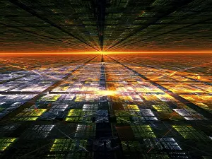 Abstract 3D Background Prints: Perspective background - abstract computer-generated 3d illustration in technology style