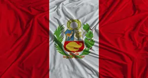 Latin America Flags Prints: Peruvian flag with fabric texture background