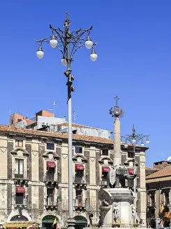 Prints of Piazza del Duomo, Fontana dell'elefante (Elephant Fountain) by Vaccarini 1735 in the baroque historic centre of Catania, Sicily, Italy Piazza del Duomo Sicilian Baroque Architecture Prints: Baroque Catania Print - Fontana dell'elefante 1735
