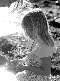 Black And White Beach Scene Prints: Picking /collecting shells