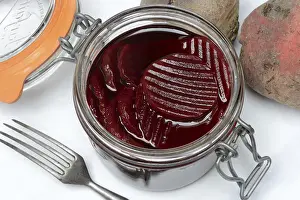 Beetroot Recipe Prints: Pickled beetroot in glass jar and beetroot