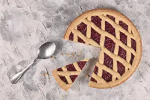 Pastry Food Photography Prints: Whole pie called Linzer Torte