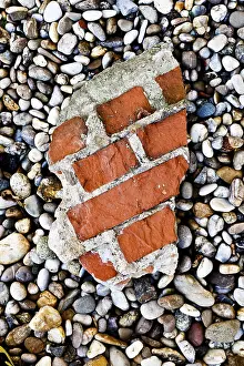 Deserted Construction Area Prints: Piece of a brick wall