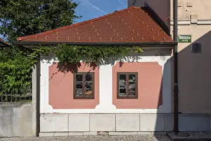 Kranj Prints: Pink House Facade Print, Kranj, Slovenia